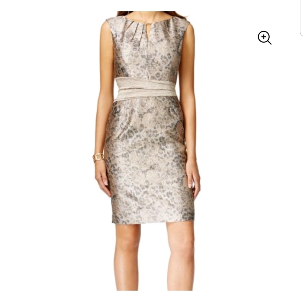 Gold Leopard Keyhole Sheath Dress - Picture 2 of 6